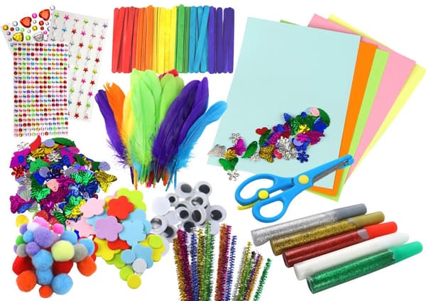 Little Artist's Creative Set Stickers Pompoms Feathers Glitter 277 st.