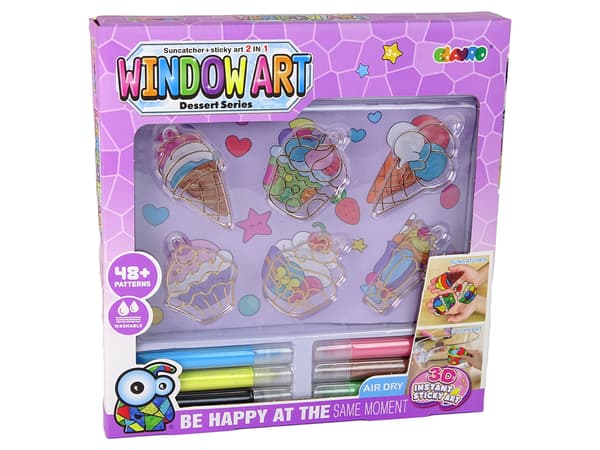 Kreativt sæt Farvet glas Vinduetørring Maling Ice Cream Sweets 3D