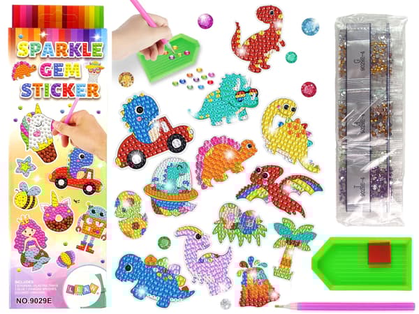 Diamantbroderi klistermærker Sæt Dinosaurer Mosaik