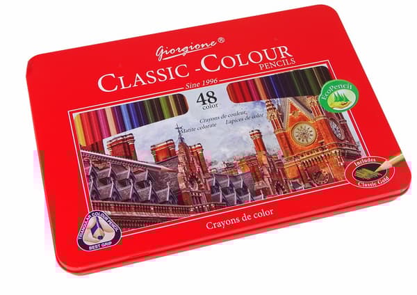Setti 48 Art Crayons metallisäiliössä