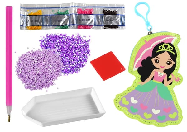 DIY Perlesæt Prinsesse nøglering lomme