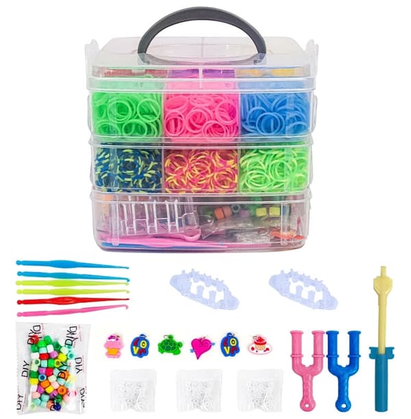 Mega kit Loom Bands - 4500 stk med tilbehør Mega kit Loom Bands - 4500 stk med tilbehør