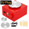 Miniatyrbillede 1 af 2: Keramikdrejeskive, Mini Størrelse, Elektrisk Drevet, Rød- EU STIK