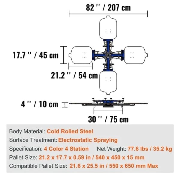 Skärmtryckningsmaskin, stålkonstruktion, gör-det-själv-kit, 4-2 4-4