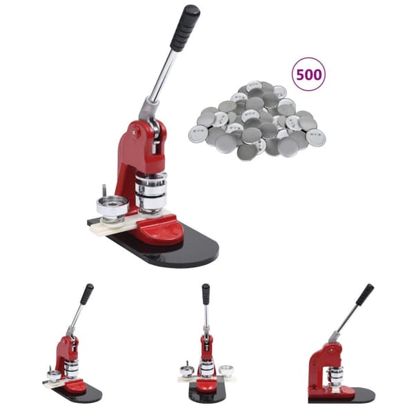 The Living Store Knappmaskin med 500 st knappdelar 37 mm - Hantverk & hobbyer