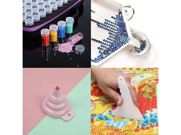Diamantbroderitillbehör, fodral + 60 behållare + tillbehörset för diamantmålning