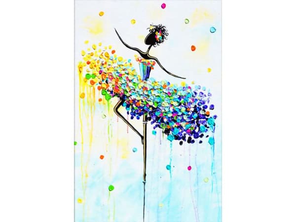 BILLEDMALING EFTER TAL RAMME 40x50cm BALLETKJOLE - FARVE
