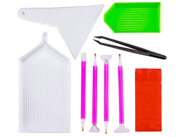 Diamantbroderitillbehör, FÄRGRIKA FODRAL + 30 behållare + tillbehörsuppsättning för diamantmålning