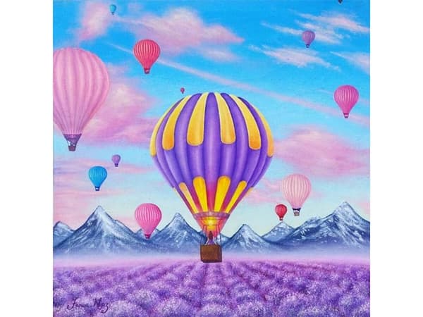 Diamantbroderi, Billede, Diamantmosaik Diamantmaleri, BALLONFLYVNING 30x30cm