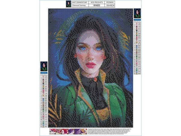 Diamantbroderi, Billede, Diamantmosaik Diamantmaleri, BLÅØJET PIGE 30x40cm
