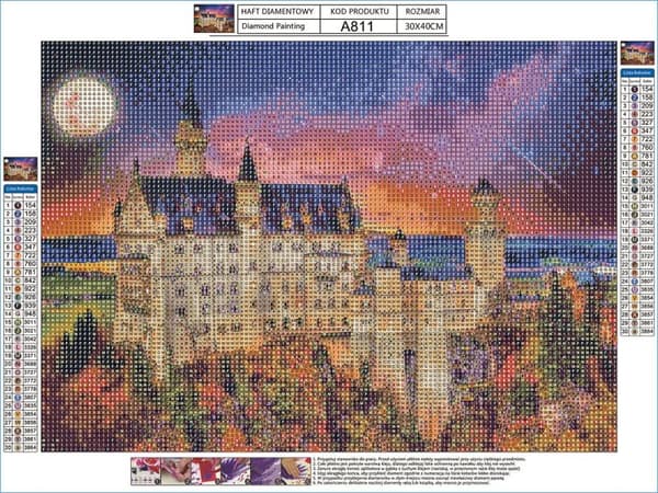 Diamantbroderi, Bild, Diamantmosaik Diamantmålning, VACKERT SLOTT 40x30cm