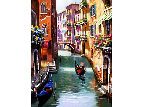Diamantbroderi, Billede, Diamantmosaik Diamantmaleri, EN KANAL I VENEDIG 30x40cm