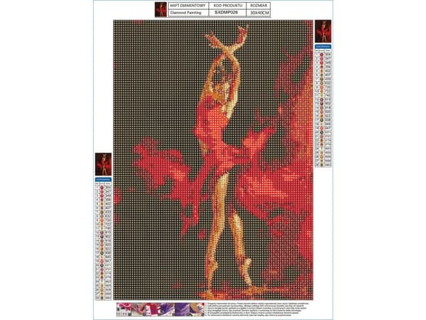 Diamantbroderi, Bild, Diamantmosaik Diamantmålning, BRANDBALETT 30x40cm