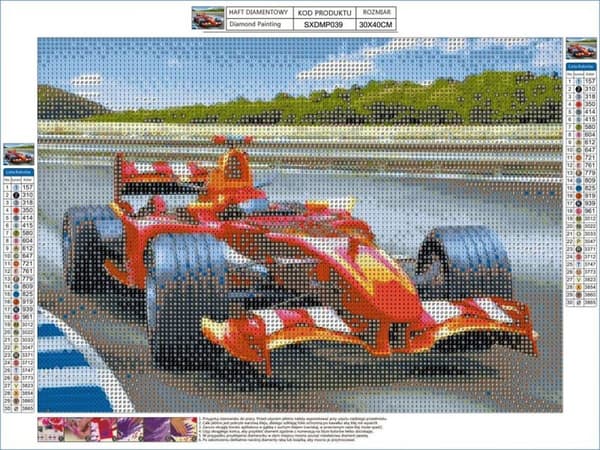 Diamantbroderi, Billede, Diamantmosaik Diamantmaling, AutoFORMEL 1 40x30cm