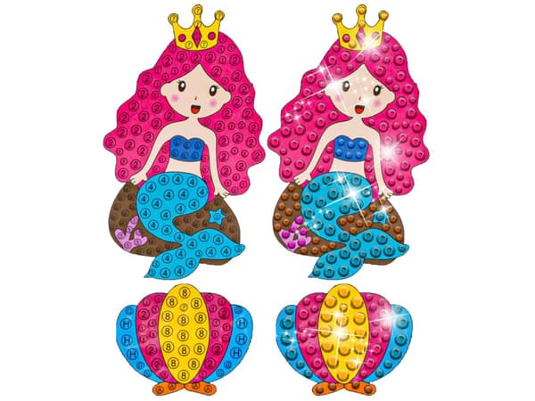 Diamantbroderi Mosaik Diamantklistermærker OCEAN MERMAID Sæt med 21 klistermærker
