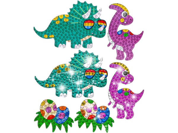 Diamantbroderi Mosaik Diamantklistermærker DINOSAURER Sæt med 18 klistermærker