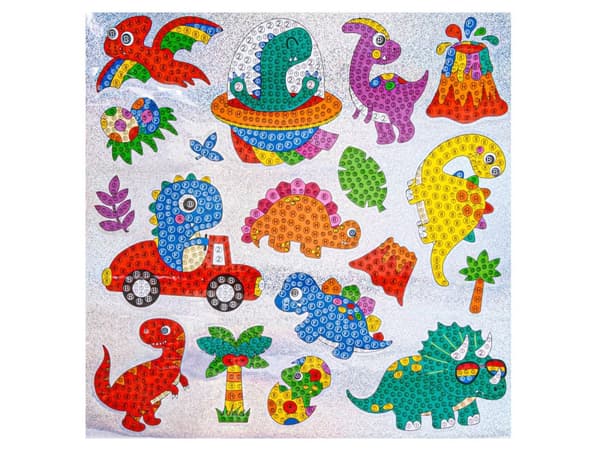Diamantbroderi Mosaik Diamantklistermærker DINOSAURER Sæt med 18 klistermærker