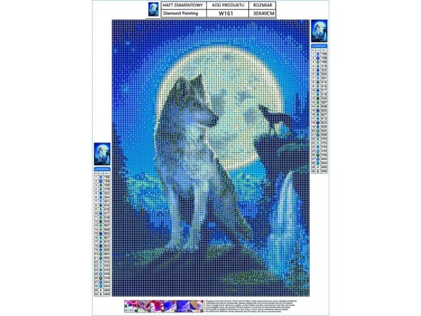 Timanttikirjonta, kuva, timanttimosaiikki timanttimaalaus, WOLF 30x40cm