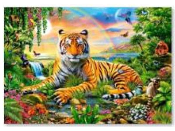 Diamantbroderi, Billede, Diamantmosaik Diamantmaleri, TIGER 40x30cm