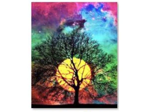 Diamantbroderi, bild, diamantmosaik diamantmålning, TRÄD - NATTHIMEL 30x40cm