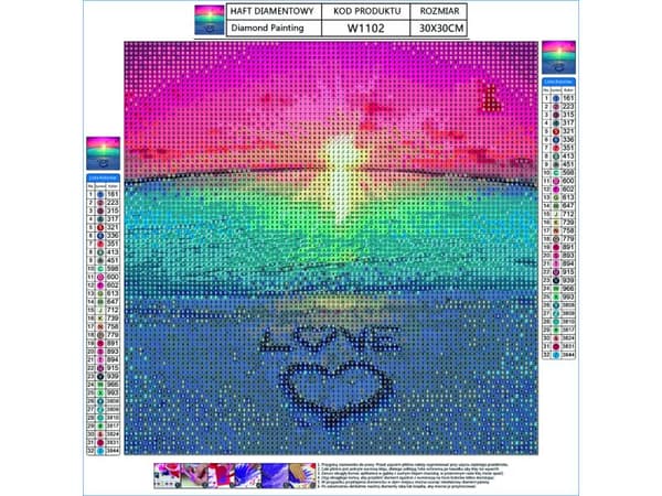 Diamantbroderi, Bild, Diamantmosaik Diamantmålning, LOVE 30x30cm