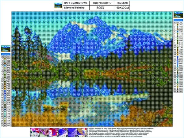 Diamantbroderi, Bild, Diamantmosaik Diamantmålning, BERGLANDSKAP 40x30cm