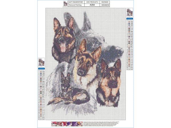 Diamantbroderi, Billede, Diamantmosaik Diamantmaleri, TYSKESHYRDER 30x40cm