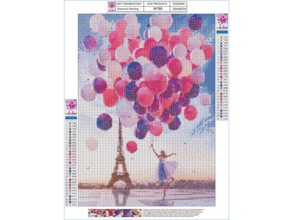 Diamantbroderi, Billede, Diamantmosaik Diamantmaleri, FARVERIGE BALLONER 30x40cm