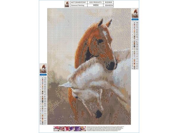 Diamantbroderi, Bild, Diamantmosaik Diamantmålning, TVÅ HÄSTAR 30x40cm