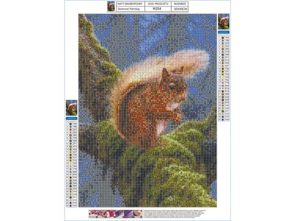 Diamantbroderi, bild, diamantmosaik diamantmålning, EKORRE 30x40cm