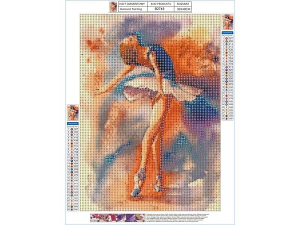 Diamantbroderi, Bild, Diamantmosaik Diamantmålning, BALETTKLÄNNING DANS 30x40cm