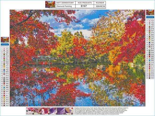 Diamantbroderi, Billede, Diamantmosaik Diamantmaleri, PARK I EFTERÅR 40x30cm
