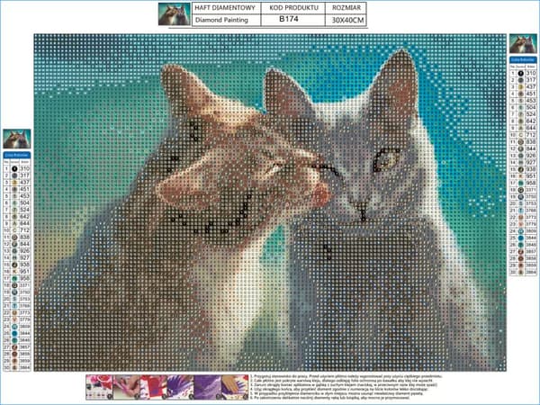 Diamantbroderi, Billede, Diamantmosaik Diamantmaleri, CATS 40x30cm