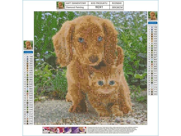 Diamantbroderi, Bild, Diamantmosaik Diamantmålning, LITTLE FRIENDS 30x30cm