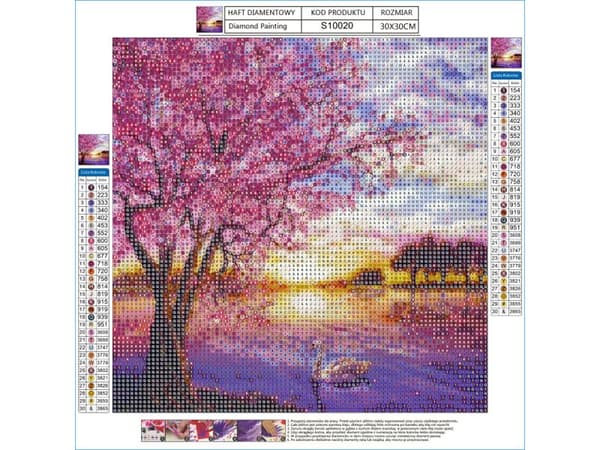 Diamantbroderi, Bild, Diamantmosaik Diamantmålning, SOLNEDGÅNG ÖVER SJÖN 30x30cm