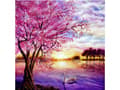 Miniatyrbild 1 av 4: Diamantbroderi, Bild, Diamantmosaik Diamantmålning, SOLNEDGÅNG ÖVER SJÖN 30x30cm