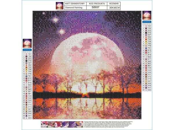 Diamantbroderi, Bild, Diamantmosaik Diamantmålning, FULLMÅN 30x30cm