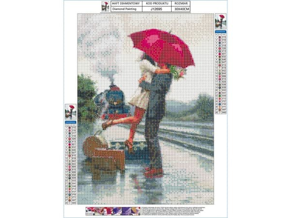 Diamantbroderi, Billede, Diamantmosaik Diamantmaleri, FARVEL VED STOPPE 30x40cm