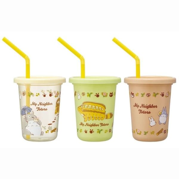 Ghibli - My Neighbor Totoro - Set med 3 glas med sugrör