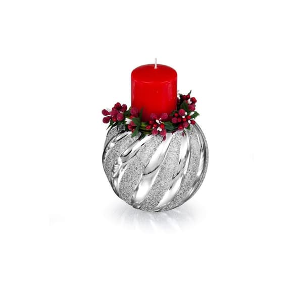 Lysestage med rødt lys | Størrelse: 12 H15 cm | SKU: BC5571/15