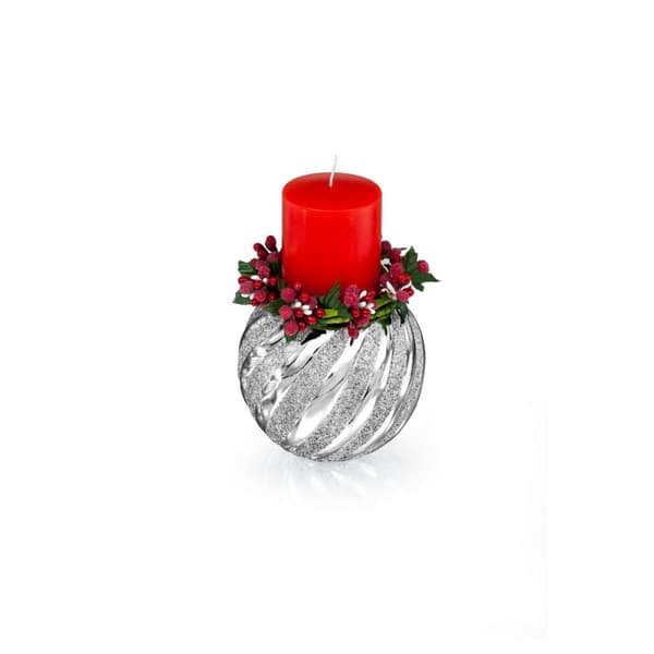 Lysestage med rødt lys | Størrelse: 8,5 x 12 cm | SKU: BC5571/18