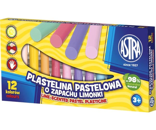 Plasticine 12 färger med limedoft Astra