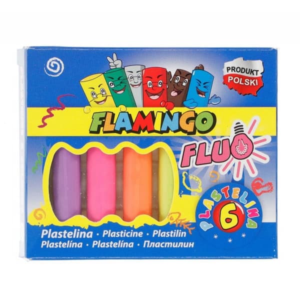 Plasticine FLUO 6 färger Flamingo