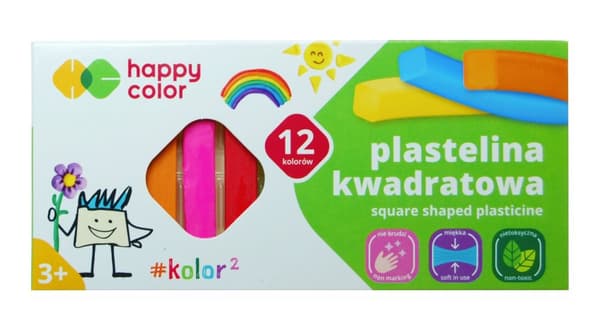 Skola plasticine kvadrat 12 färger Happy Color