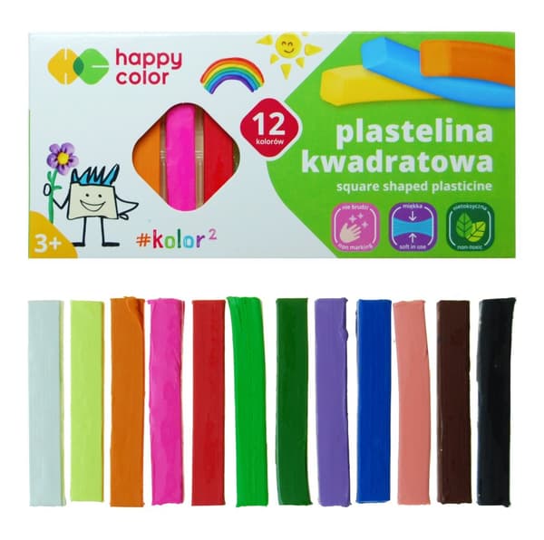 Skola plasticine kvadrat 12 färger Happy Color