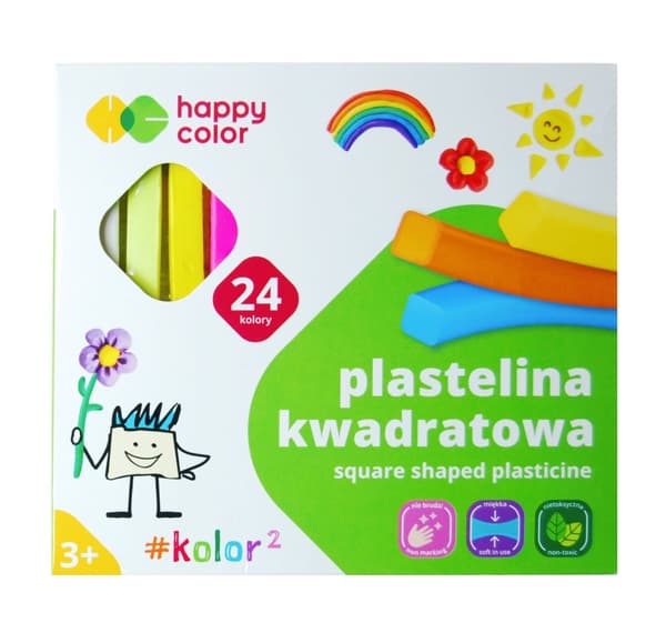Happy Color Square School Plasticine 24 färger