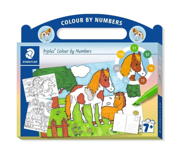 Triplus Set Coloring by Numbers "Horses" Staedtler