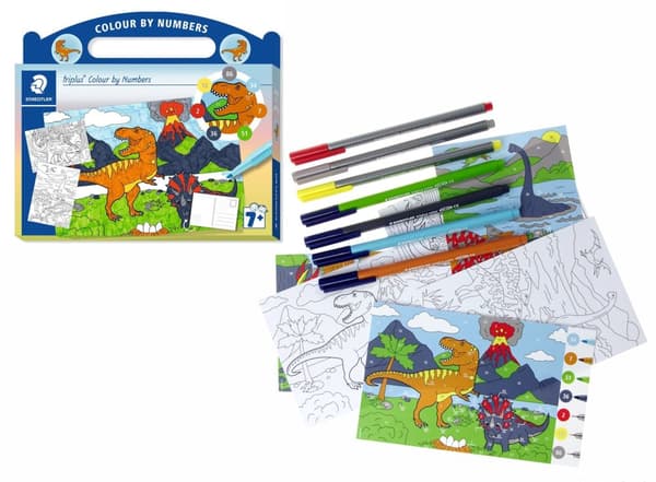 Triplus Coloring by Numbers Sæt "Dinosaurs" Staedtler