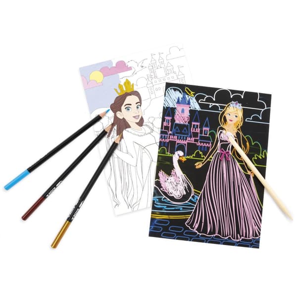 Princess Kidea Scratch Art and Coloring Book 2in1