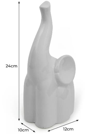 Keraaminen norsuhahmo, 24 cm, valkoinen